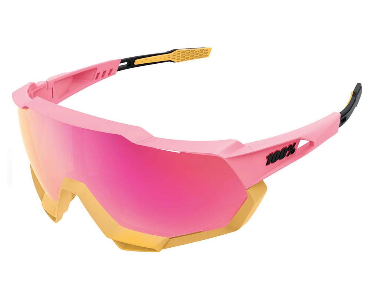 100% Speedtrap Sports Sunglasses - Mirror Lens | matte washed out neon pink