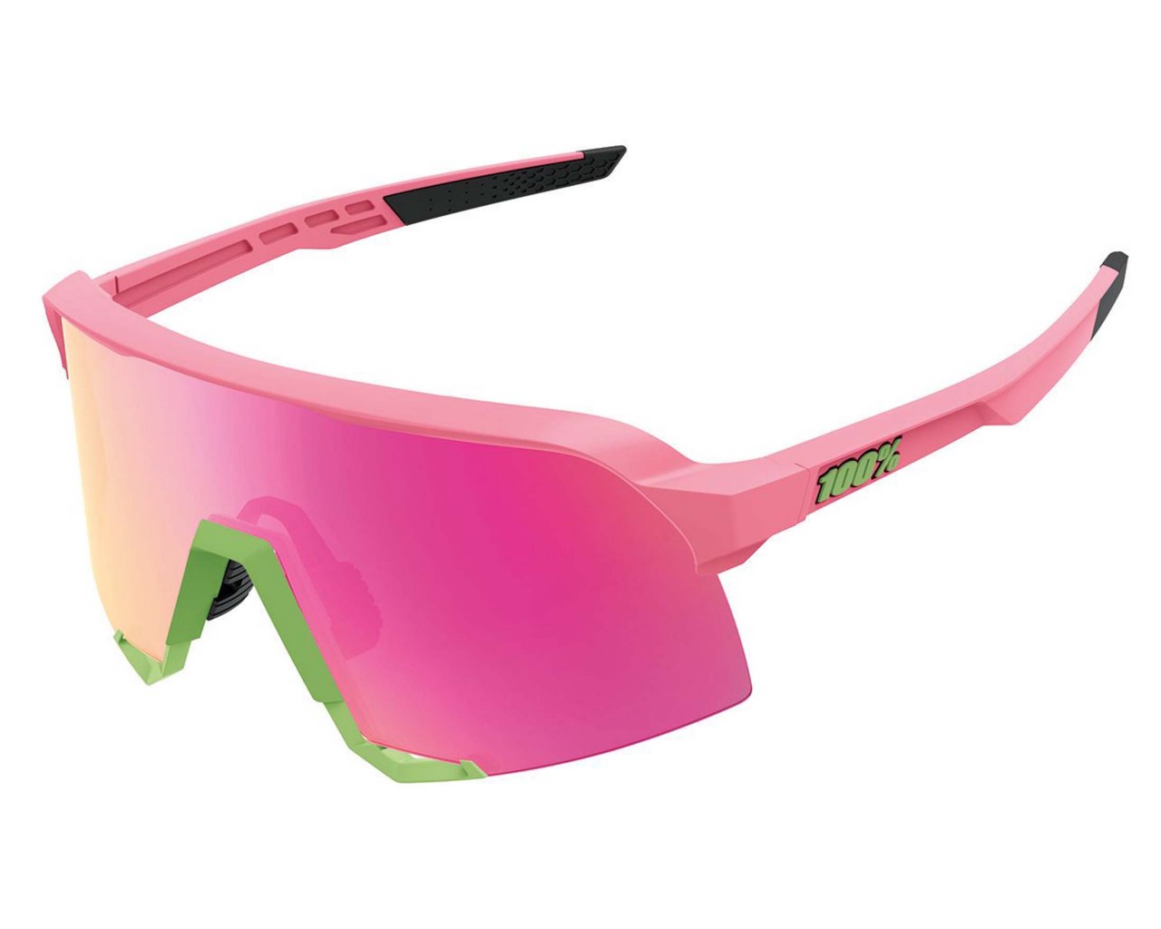 100% S3 - Mirror Lens Bicycle sunglasses | matte washed out neon pink